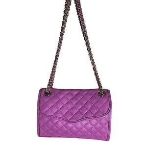 REBECCA MINKOFF - Freesia Purple Quilted Leather Mini Purse w Convertible Strap